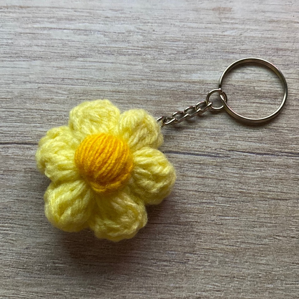 Handmade Crochet Flower Keychain